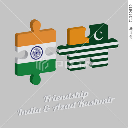 Jigsaw puzzle 3D of Azad Kashmir flag and India flag with text Jigsaw puzzle 3D of Azad Kashmir flag and India flag with text 71360659