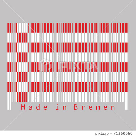 Barcode set the color of Bremen flag, a red and white flag. The States of Germany. 71360660