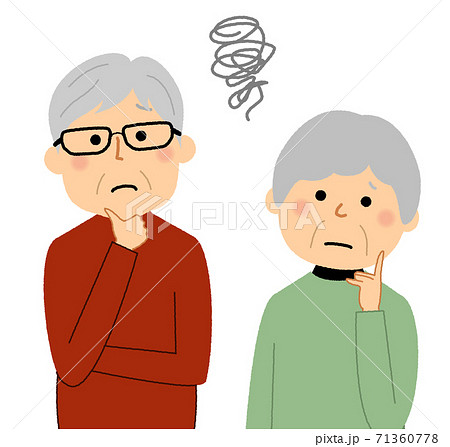 困る老夫婦 シニアカップル 高齢者のイラスト素材