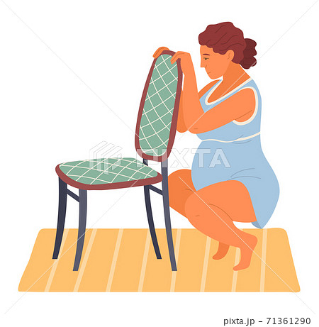 Pregnant woman in sitting position soon before childbirth modern cartoon style vector illustration Pregnant woman in sitting position soon before childbirth modern cartoon style vector illustration 71361290