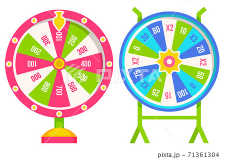 Set of wheel of fortune with winning numbers and sector bankrupt and bonus, flat style illustration Set of wheel of fortune with winning numbers and sector bankrupt and bonus, flat style illustration 71361304