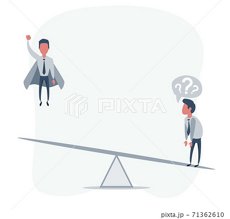Business startup concept. Vector illustration with a businessman flying up like a superhero and a Business startup concept. Vector illustration with a businessman flying up like a superhero and a 71362610
