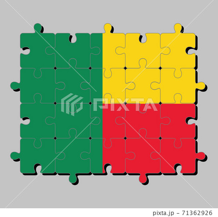Jigsaw puzzle of Benin flag. Concept of Fulfillment or perfection. Jigsaw puzzle of Benin flag. Concept of Fulfillment or perfection. 71362926
