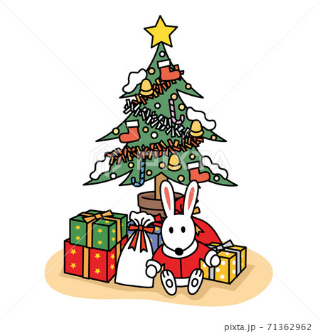 クリスマスツリーとプレゼントのイラスト素材