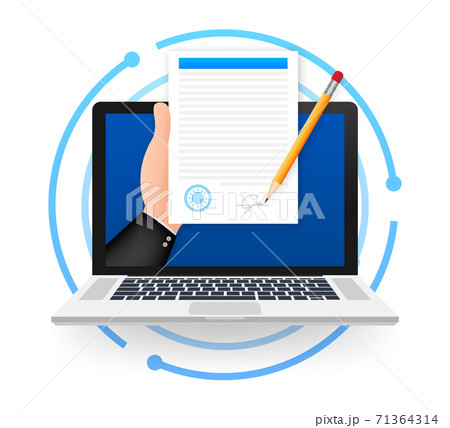 Electronic contract or digital signature concept. Vector stock illustration. 71364314