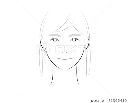 素顔の女性モノクロ線 71366419