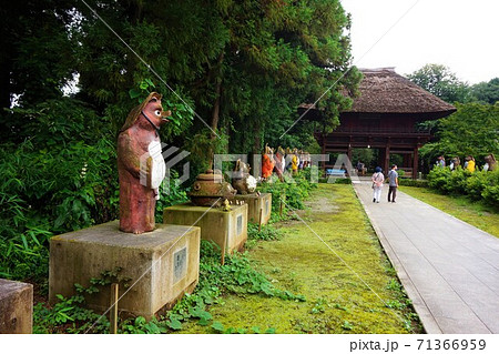 茂林寺　分福茶釜　ぶんぶく茶釜　山門　参道　たぬき　狸　タヌキ　像　　 71366959