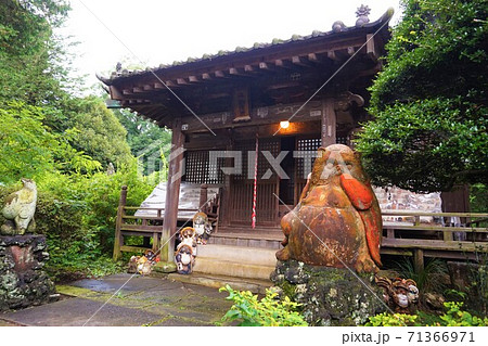 茂林寺 分福茶釜 ぶんぶく茶釜 守鶴賽前 神社 たぬき 狸 タヌキ 像 の写真素材