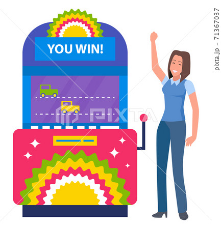 Race Entertainment Machine, Woman Winner Vector Race Entertainment Machine, Woman Winner Vector 71367037
