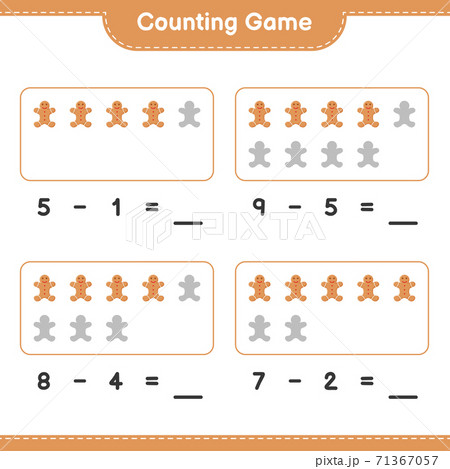 Counting game, count the number of Gingerbread Man and write the result. Educational children game, printable worksheet, vector illustration Counting game, count the number of Gingerbread Man and write the result. Educational children game, printable worksheet, vector illustration 71367057