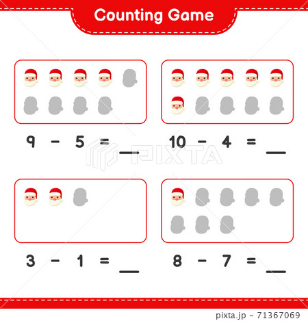 Counting game, count the number of Santa Claus and write the result. Educational children game, printable worksheet, vector illustration Counting game, count the number of Santa Claus and write the result. Educational children game, printable worksheet, vector illustration 71367069