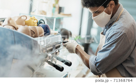 Barista profession in coffee shop during covid-19 pandemic Barista profession in coffee shop during covid-19 pandemic 71368764