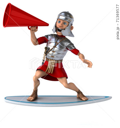 Fun 3D cartoon roman soldier surfing 71369577