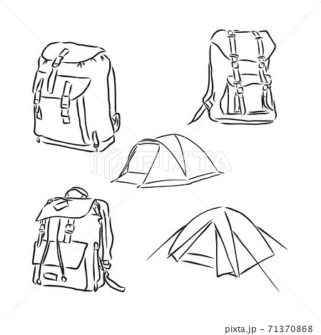 vector sketch illustration - hipster backpack, backpack, vector sketch illustration 71370868