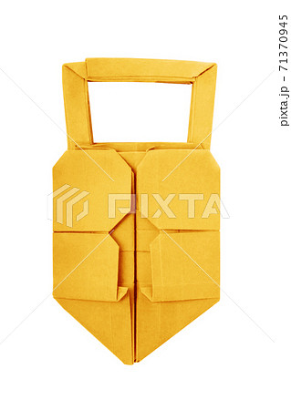 Origami paper golden padlock isolated on a white Origami paper golden padlock isolated on a white 71370945