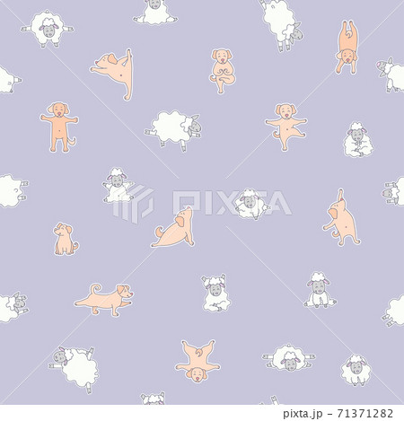Seamless Patterns Yoga For Pets And Farm のイラスト素材
