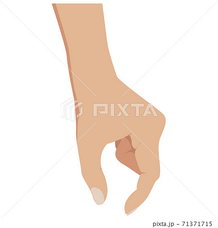Picking hand. Gesture with a mans hand close-up. Take an object, subject, element. Lift up. Vector illustration flat design. Isolated on white background. Pick up something. 71371715