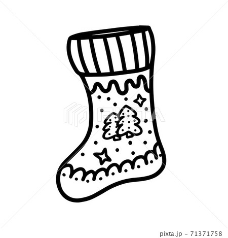 Christmas Sock In Doodle Styleのイラスト素材