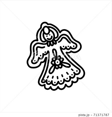 Gingerbread Angel Hand Drawn Doodle Styleのイラスト素材 71371787 Pixta
