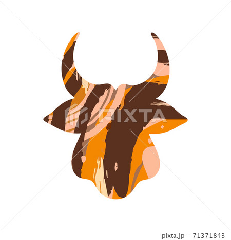 The head of a horned bull in an abstract style 71371843