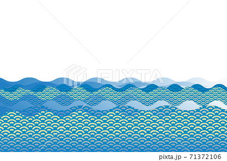 和柄 青海波文様 せいがいは 海のイメージ 吉祥 縁起 和風イメージ素材のイラスト素材