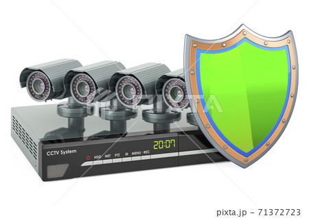 CCTV system with shield, 3D rendering 71372723