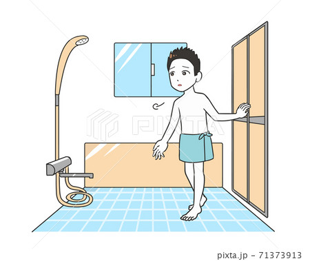 不安な気持ちで浴室に入る 男性 不安な気持ちで浴室に入る 男性 71373913