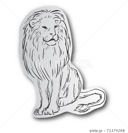 Lion sitting vector illustration sketch doodle hand drawn with black lines isolated on white background. paper cut art style. 71374268