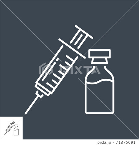 Vaccine Related Vector Thin Line Icon のイラスト素材