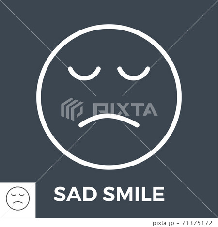 Sad Smile Thin Line Vector Iconのイラスト素材