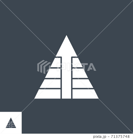 Pyramid with Arrow related vector glyph icon. 71375748