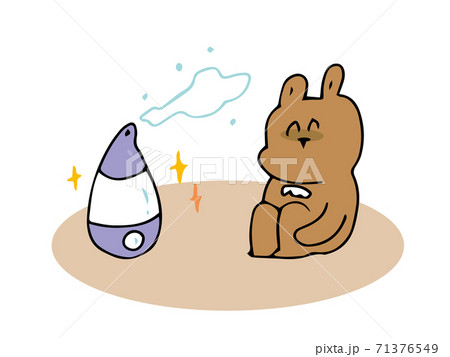 加湿器を使うクマ 部屋 のイラスト素材