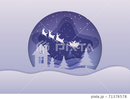 Marry christmas with Deer and santa claus driving in a sleigh with snow in the winter season. Marry christmas with Deer and santa claus driving in a sleigh with snow in the winter season. 71376578