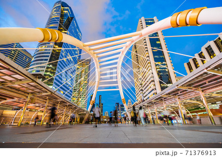 Chong Nonsi skywalk at night in Bangkok, Thailand 71376913