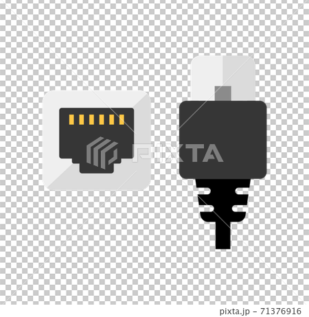 運行電纜，LAN電纜，連接器，Internet顏色圖標說明 71376916
