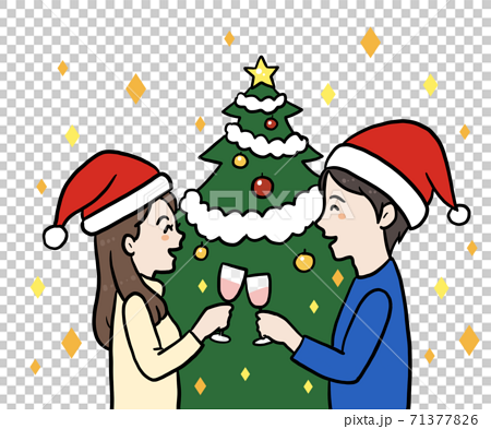 カップルのクリスマスのイラストのイラスト素材 71377826 Pixta