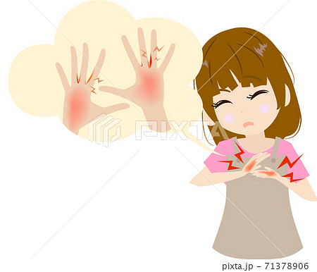 手荒れがひどいシンプルで可愛い主婦のイラスト 71378906