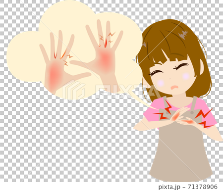 手荒れがひどいシンプルで可愛い主婦のイラスト 71378906