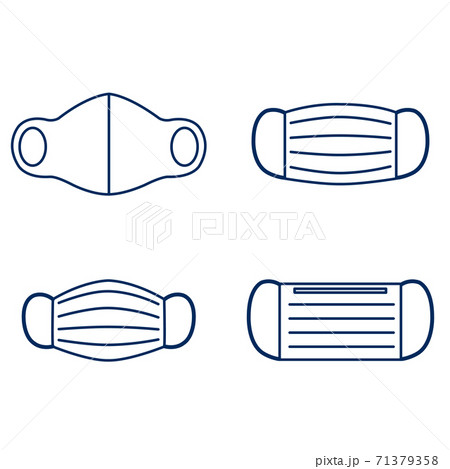 いろいろなマスクの線画 塗りなし のイラスト素材