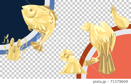 金のお正月縁起物フレームイラスト 71379609