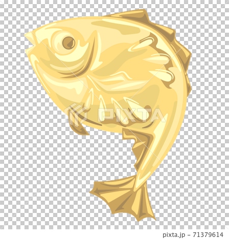 金のお正月縁起物 鯛 アイコン風イラストのイラスト素材