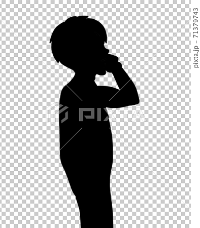 電話をする男性のシルエット 黒のイラスト素材 電話をする男性のシルエット 黒のイラスト素材