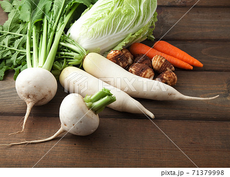 秋野菜集合 家庭菜園の写真素材
