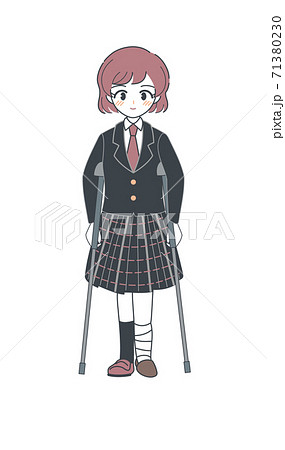 足を怪我した松葉杖の女子学生 ベクターのイラスト素材