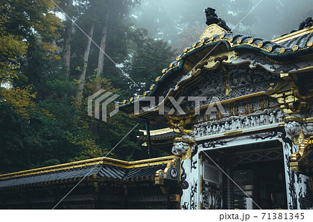 霧に包まれる雨の日の日光東照宮(唐門) 霧に包まれる雨の日の日光東照宮(唐門) 71381345