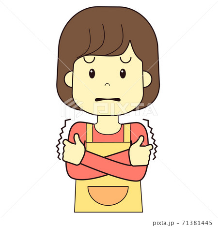 寒さで震える主婦のイラスト素材