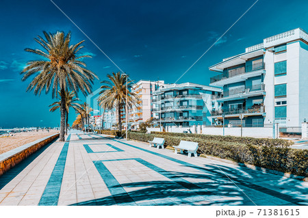 Seafront, beach,coast in Spain. Suburb of Barcelona, Catalonia Seafront, beach,coast in Spain. Suburb of Barcelona, Catalonia 71381615