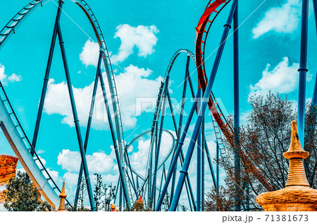 Roller Coaster in funny amusement park Roller Coaster in funny amusement park 71381673