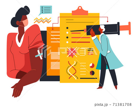 Testing vaccine from disease, doc giving shot Testing vaccine from disease, doc giving shot 71381708