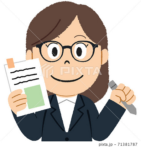 資格を取るために勉強する女性のイラストのイラスト素材